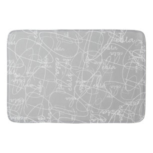 Witte handtekeningen op Light Grey Personalized Badmat