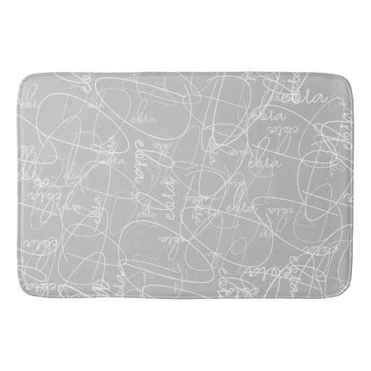 Witte handtekeningen op Light Grey Personalized Badmat (Voorkant)