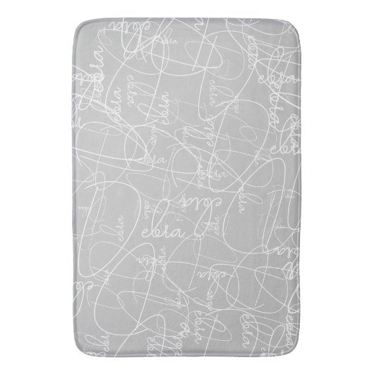 Witte handtekeningen op Light Grey Personalized Badmat (Voorkant Verticaal)