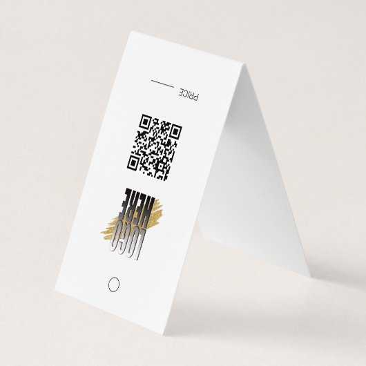 Witte hangende display-prijskaart met QR en logo Visitekaartje (Achterkant)