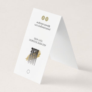 Witte hangende display-prijskaart met QR en logo Visitekaartje