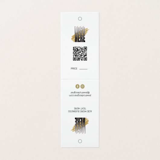 Witte hangende display-prijskaart met QR en logo Visitekaartje (Buitenkant ongevouwen)