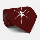 Witte Hangende Spin op Oxblood Rode Kleur Stropdas (Opgerold)