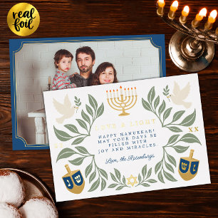 Witte Hanukka Joodse Duif Foto Folie Feestdagenkaart
