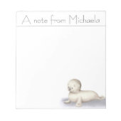 Witte happy baby seal geïllustreerd gepersonalisee notitieblok (Voorkant)