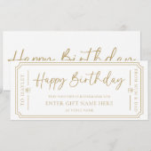 Witte Happy Birthday Cadeaubon Kaart (Voorkant / Achterkant)