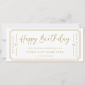 Witte Happy Birthday Cadeaubon Kaart (Voorkant)