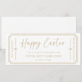 Witte Happy Easter Gift Voucher Kaart (Voorkant / Achterkant)