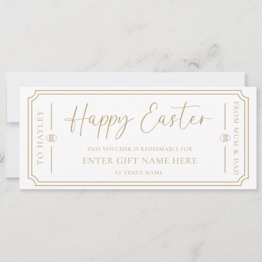 Witte Happy Easter Gift Voucher Kaart (Voorkant)