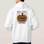 Witte Happy Halloween Hoodie Will Trick voor Trakt (Achterkant)