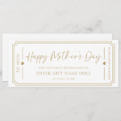 Witte Happy Moederdag cadeaubon Kaart (Voorkant / Achterkant)
