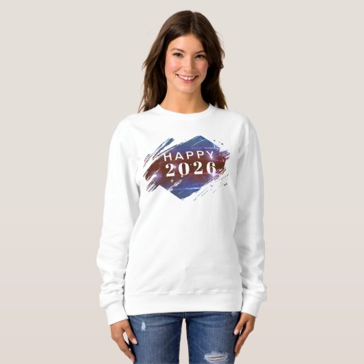 Witte Happy New Year Holiday Sweatshirt (Voorkant volledig)