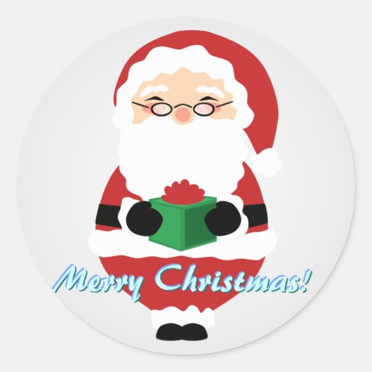 Witte Happy Santa Stickers (Voorkant)