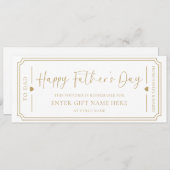 Witte Happy Vaderdag cadeaubon Kaart (Voorkant / Achterkant)