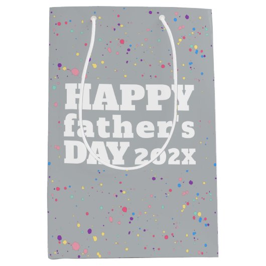 Witte Happy Vaderdag Grunge Paint Splatter Medium Cadeauzakje (Voorkant)