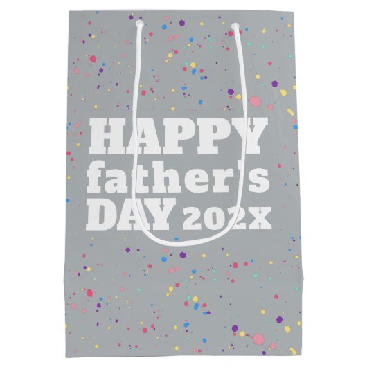 Witte Happy Vaderdag Grunge Paint Splatter Medium Cadeauzakje (Achterkant)