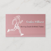 Witte hardloopvrouw stoffige roze trainer coach visitekaartje (Voorkant)
