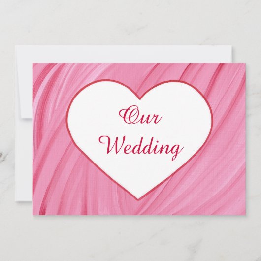 Witte haren op roze rode mengsels trouwuitnodiging kaart (Voorkant)