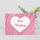 Witte haren op roze rode mengsels trouwuitnodiging kaart (Staand voorkant)