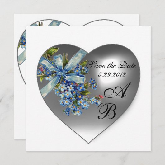 WITTE HART FORGET ME NIET MONOGRAM KAART (Voorkant / Achterkant)