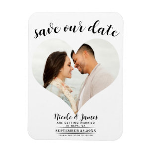 Witte Hart Foto Bruiloft Save the Date Magneet