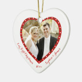 Witte Hart Onze Eerste Kerstboomversiering Keramisch Ornament (Links)