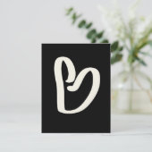 Witte hart op zwarte liefde valentijnskaart feestdagenkaart (Staand voorkant)