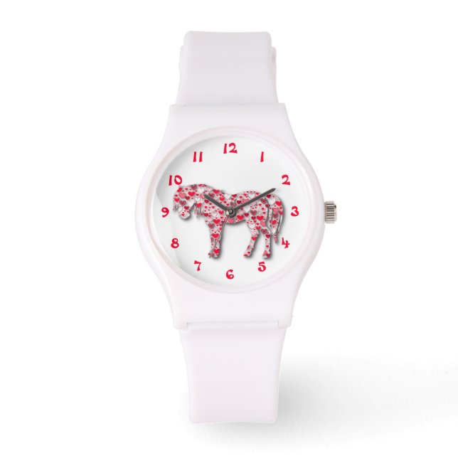 Witte Hart Paard Pony Watch Horloge (Voorkant)