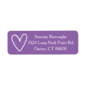 Witte Hart Paarse Liefde - Bruiloft / Verloving Etiket (Voorkant)