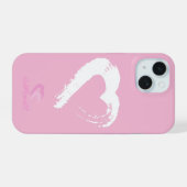 Witte Hart Roze iPhone 15 Hoesje (Achterkant horizontaal)