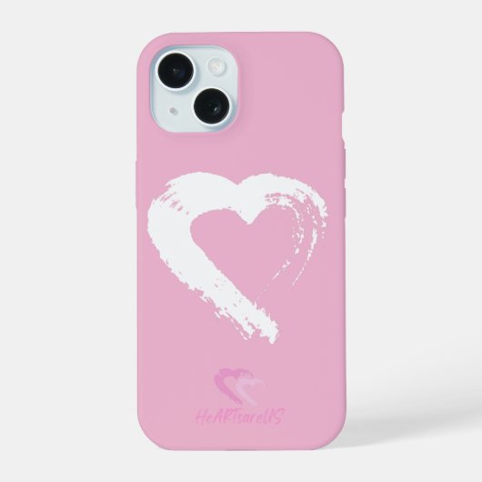 Witte Hart Roze iPhone 15 Hoesje (Achterkant)