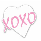 Witte Hart Roze XOXO Valentijnsdag Modern Sticker (Voorkant)