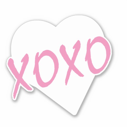 Witte Hart Roze XOXO Valentijnsdag Modern Sticker (Voorkant)