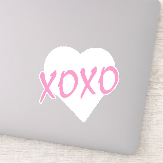 Witte Hart Roze XOXO Valentijnsdag Modern Sticker (Detail)