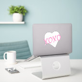 Witte Hart Roze XOXO Valentijnsdag Modern Sticker (Laptop op bureau)