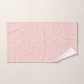 Witte hart-silhouetten op lichtroze bad handdoek (Handdoek)