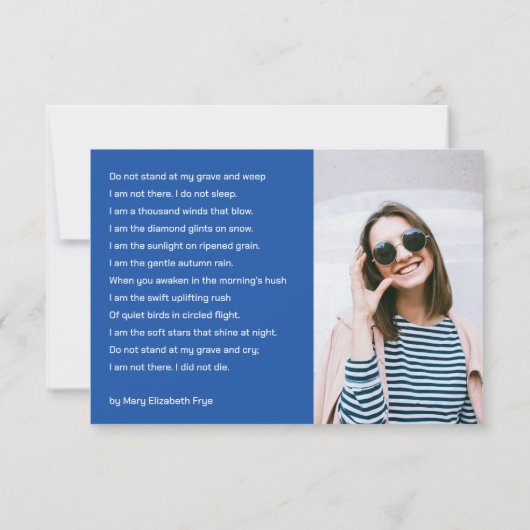 Witte Hart Sky Custom Foto Begrafenis Bedankkaart (Achterkant)