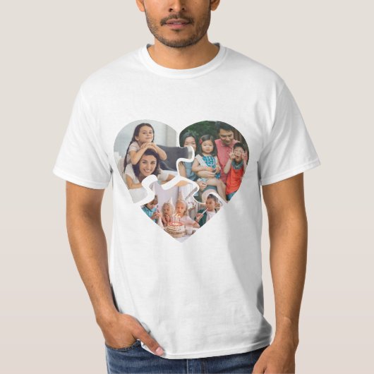 Witte  hart valentijnsdag fotocollage t-shirt (Voorkant)