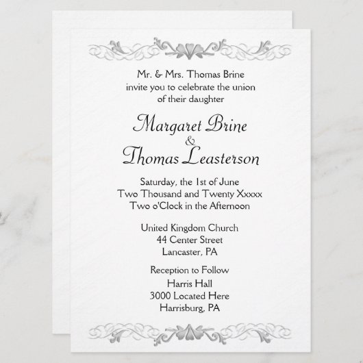 Witte harten accent bruiloft uitnodigingen (Voorkant / Achterkant)