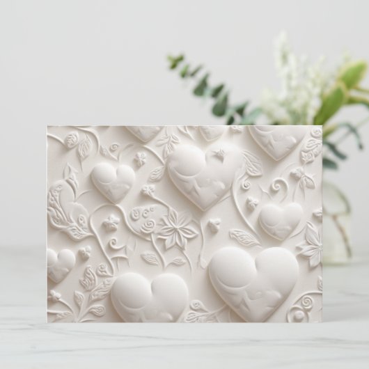 Witte harten blanco (geprägde uitstraling) kaart (Staand voorkant)