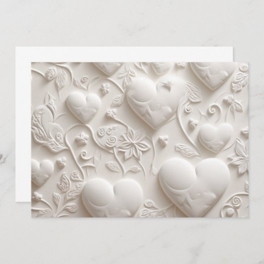Witte harten blanco (geprägede look)  kaart (Voorkant / Achterkant)