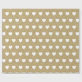 Witte harten, goudglitter Sparkles Cadeaupapier (Vlak)