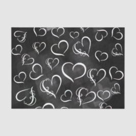 Witte harten met zwarte achtergrond tissuepapier