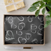Witte harten met zwarte achtergrond tissuepapier (Geschenk)