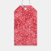 Witte harten op de achtergrond van Red Splash Cadeaulabel (Achterkant)