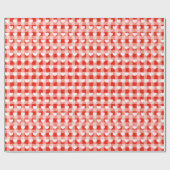 Witte harten op gewatteerde gingham cadeaupapier (Vlak)