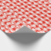 Witte harten op gewatteerde gingham cadeaupapier (Hoek)