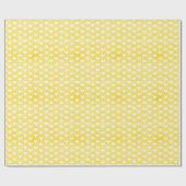 Witte harten op heldergeel linnen cadeaupapier (Vlak)