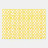 Witte harten op heldergele linnen inpakpapier vel (Voorkant 3)