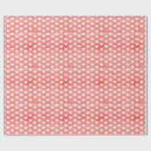 Witte harten op helderrode linnen cadeaupapier (Vlak)